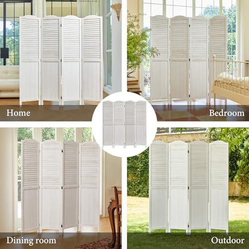 Room Partitions and Dividers, 5.6 Ft Tall Folding Wood Screen, 4 Panels S6959