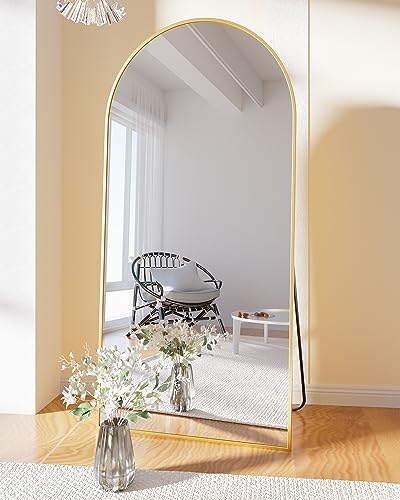 BEAUTYPEAK 65"x24" Arched Full Length Floor Mirror, Black D361