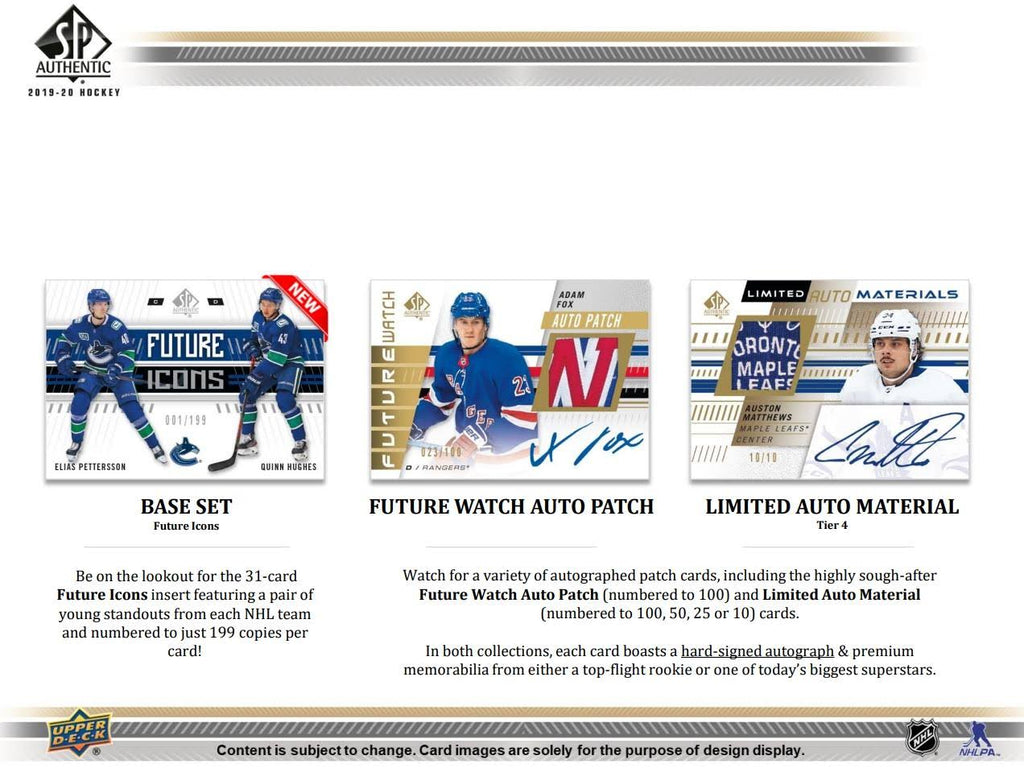 2019-20 Upper Deck SP Authentic Hockey Hobby Box T905