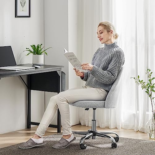 Sweetcrispy Armless Office Chair with Wheels, Adjustable Swivel Task Chair S259576