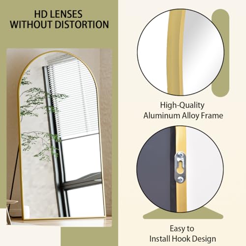 BEAUTYPEAK 65"x24" Arched Full Length Floor Mirror, Black D361