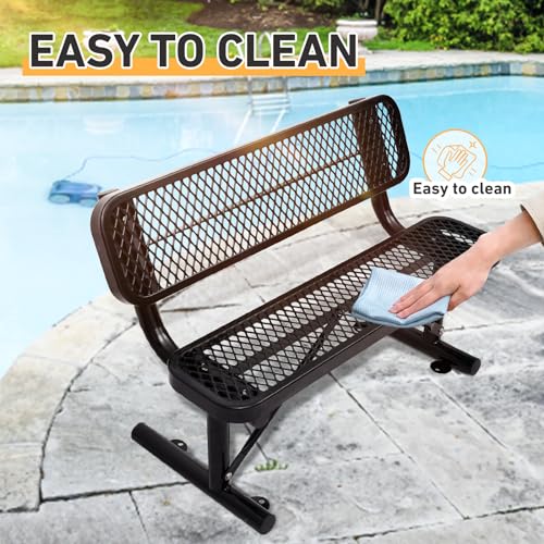 Heavy Duty Outdoor Metal Park Bench with Backrest for Garden Patio Yard K713