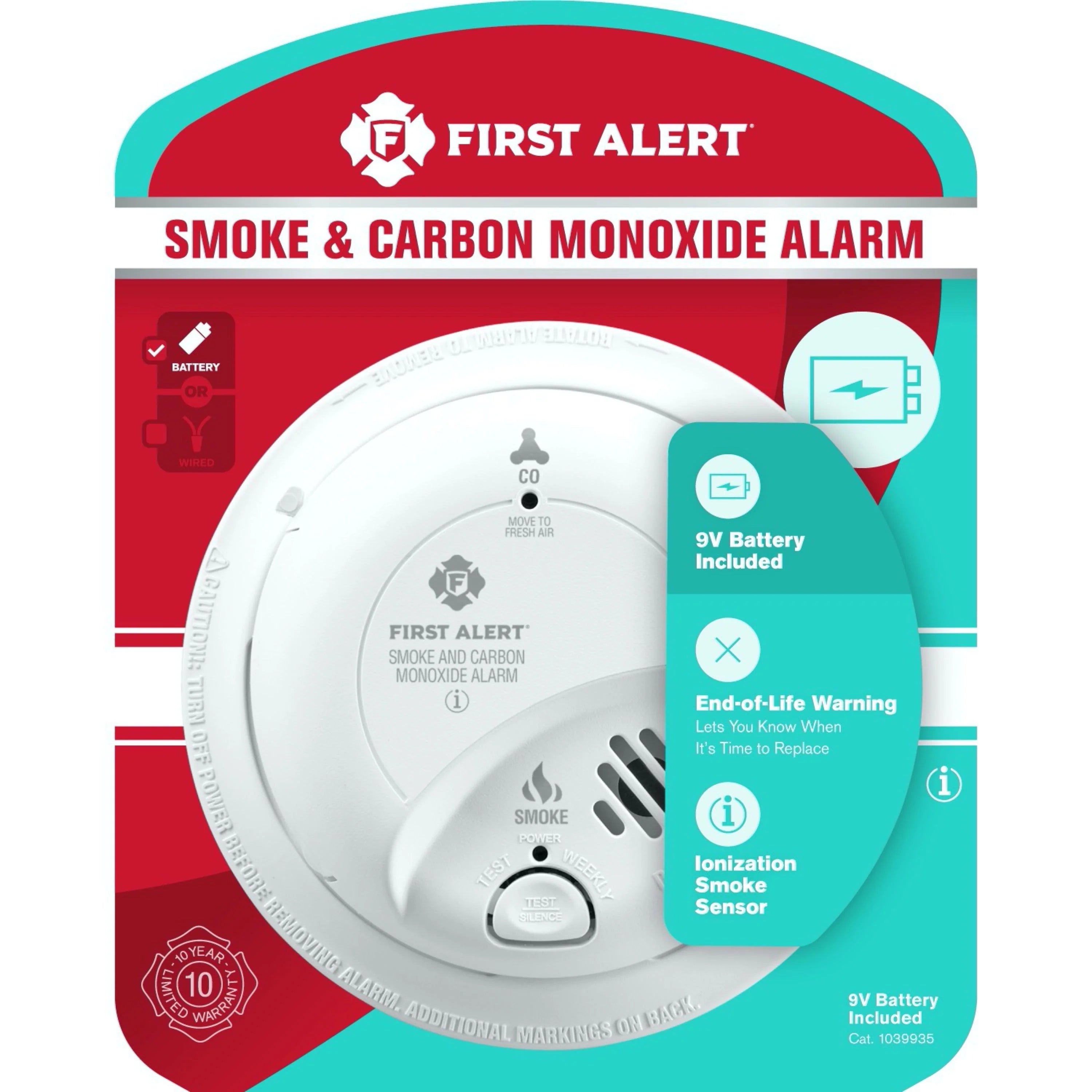 First Alert BRK SCO2B Smoke and CO Detector with 9V Battery P41705