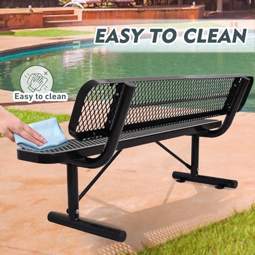 Heavy Duty Outdoor Metal Park Bench with Backrest for Garden Patio Yard K713