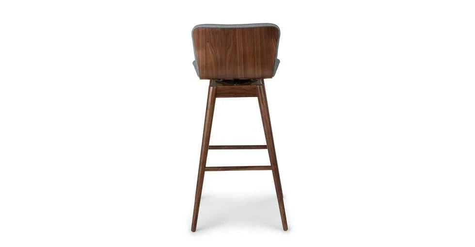 Swivel Bar Stool, Gray Fabric, Walnut Legs by Article Sede D596