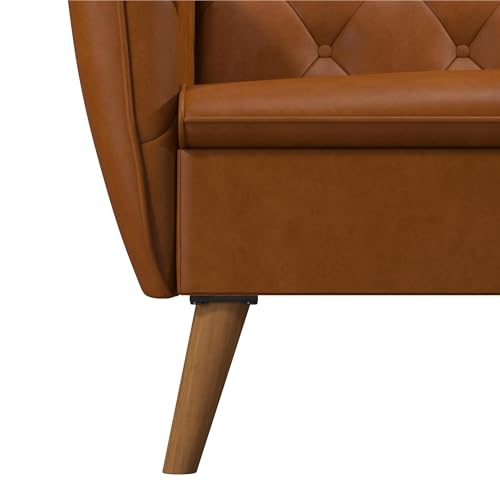 Novogratz Tallulah Memory Foam Futon Convertible Couch, Camel Faux Leather F5939