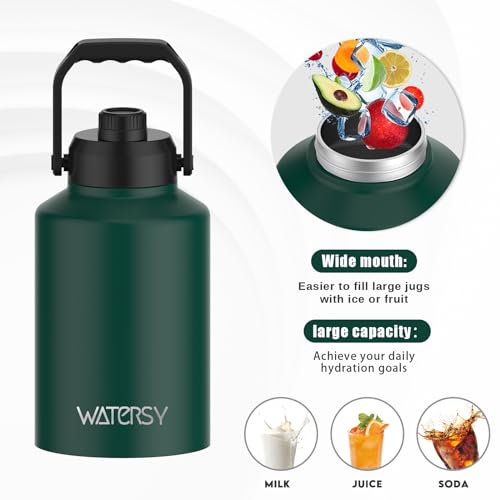 128oz Insulated Stainless Steel Water Bottle with Handle, Black W803
