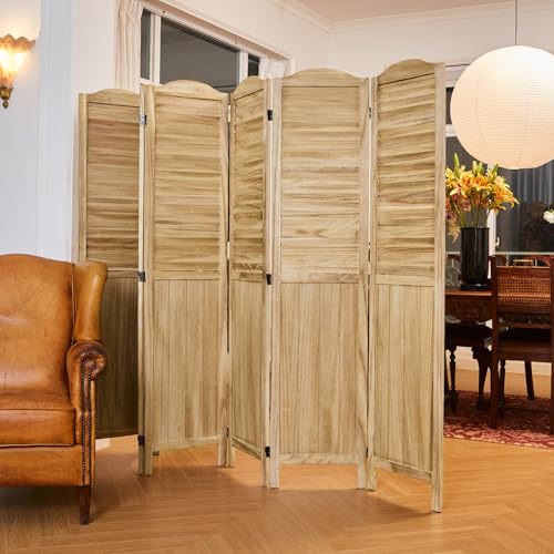 Room Partitions and Dividers, 5.6 Ft Tall Folding Wood Screen, 4 Panels S6959