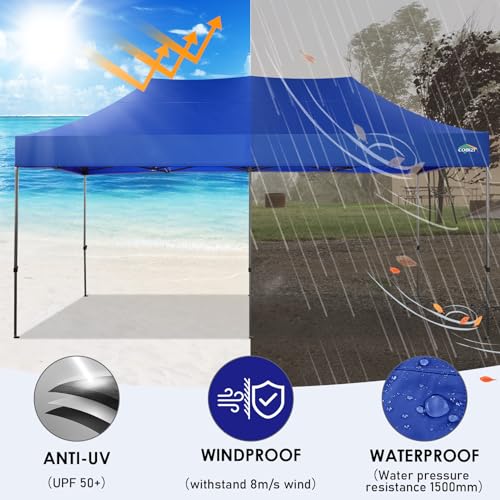 COBIZI 10x20 Heavy Duty Pop Up Canopy Tent with 6 Sidewalls, White A84790