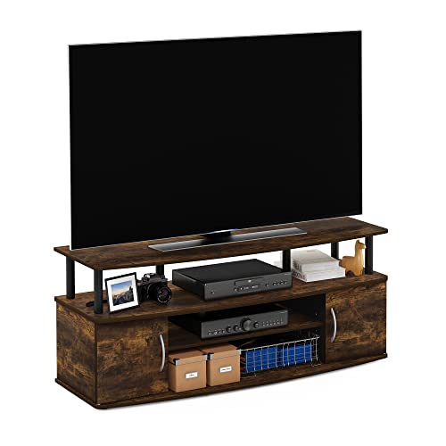 Furinno JAYA Large Entertainment Stand for TV Up to 55 Inch, French Oak Grey/Black V100781