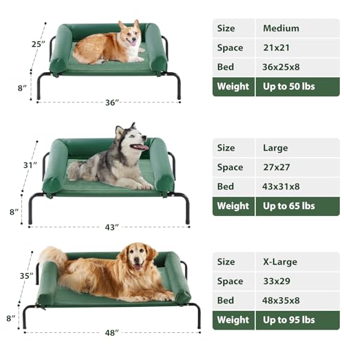 Cooling Elevated Dog Bed for Large Dogs, Waterproof Raised Cot with Headrest, Grey W43220