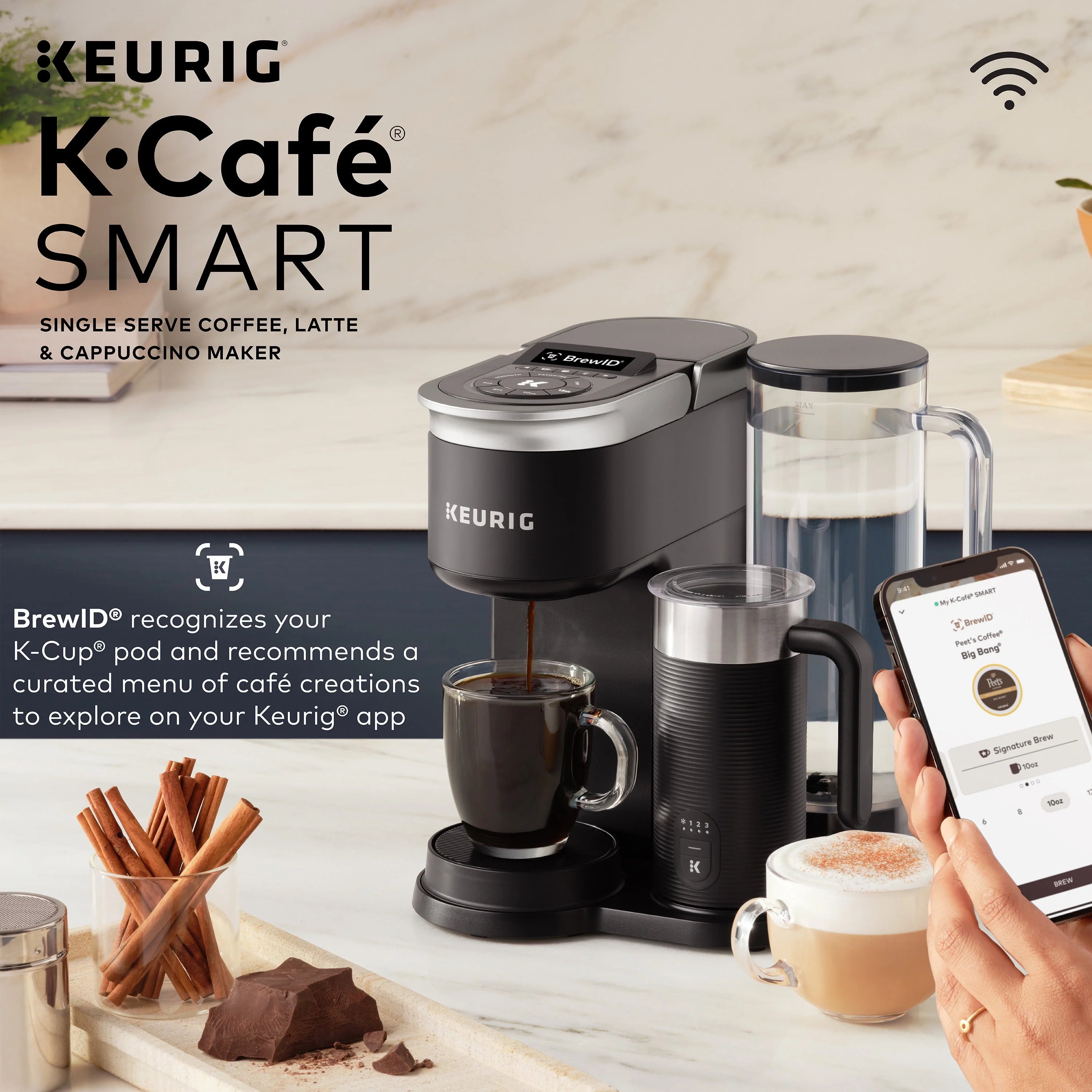 Keurig K-Cafe SMART Single Serve Coffee, Latte & Cappuccino Maker, Black H711