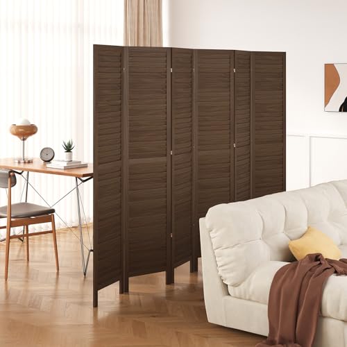 Room Partitions and Dividers, 5.6 Ft Tall Folding Wood Screen, 4 Panels S6959