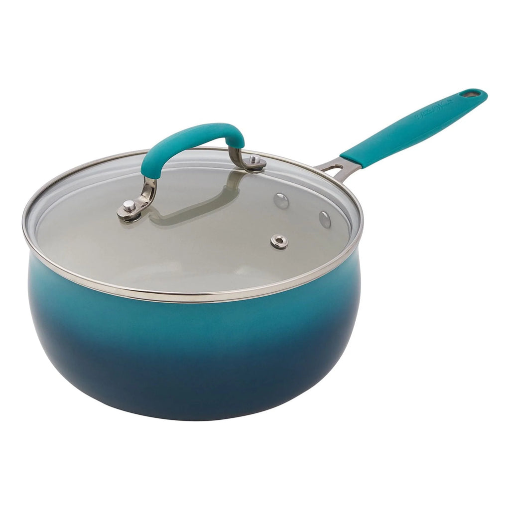 The Pioneer Woman 25 Piece Ceramic Nonstick Cookware Set, Ombre Teal T370