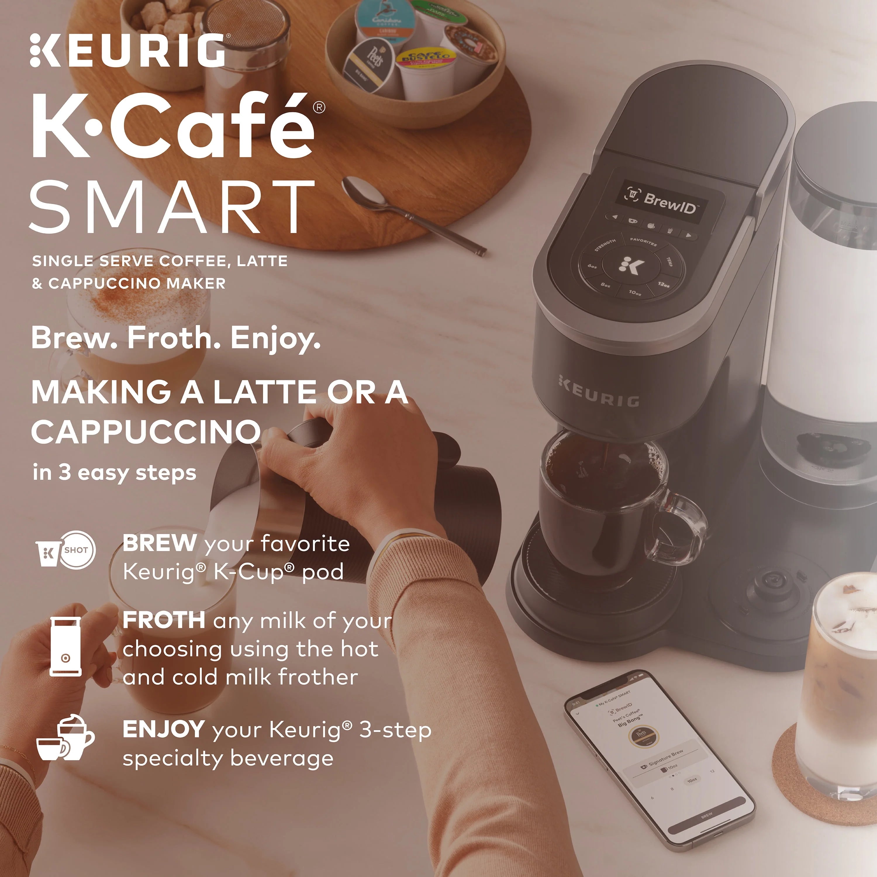 Keurig K-Cafe SMART Single Serve Coffee, Latte & Cappuccino Maker, Black H711