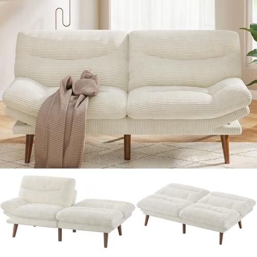 Pipishell Convertible Futon Sofa Bed, 66" Corduroy, Grey L81220
