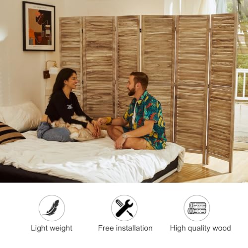 Room Partitions and Dividers, 5.6 Ft Tall Folding Wood Screen, 4 Panels S6959