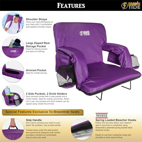 BRAWNTIDE Stadium Seat with Back Support, Cushion, Cup Holders J7745