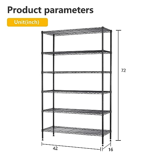 4 Tier NSF Wire Shelving Unit Heavy Duty Steel Storage Rack, Black X19089