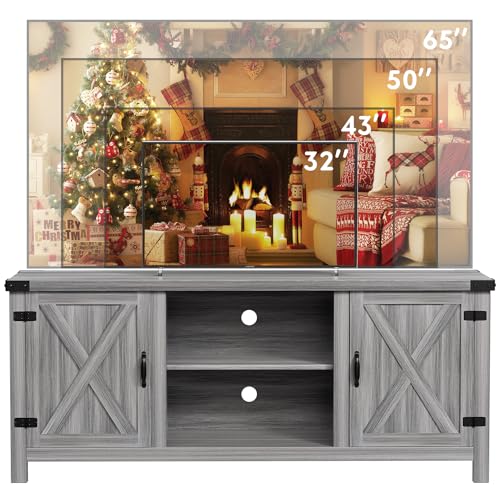 YESHOMY Modern Farmhouse TV Stand for TVs up to 65 Inch, Gray Wash O551446