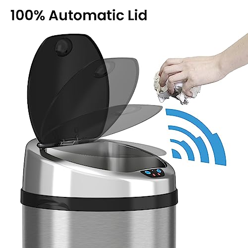 iTouchless 13 Gallon Stainless Steel Automatic Kitchen Trash Can with Lid and Odor Filter G12862
