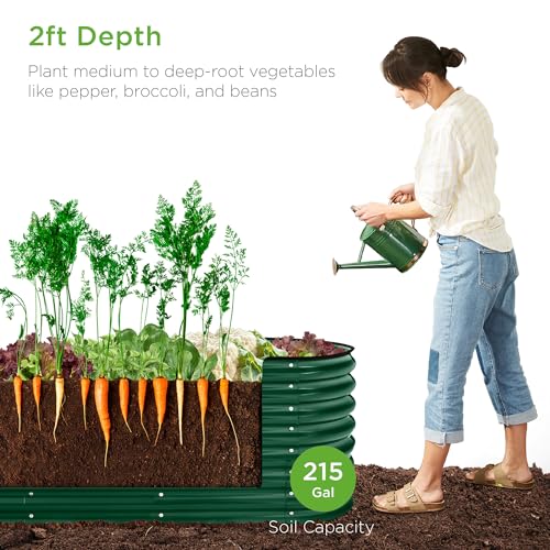 Best Choice Products 8x2x2ft Metal Raised Garden Bed Oval Planter Box for Vegetables, Herbs B5622