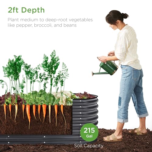 Best Choice Products 8x2x2ft Metal Raised Garden Bed Oval Planter Box for Vegetables, Herbs B5622