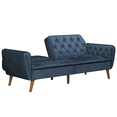 Novogratz Tallulah Memory Foam Futon Convertible Couch, Camel Faux Leather F5939