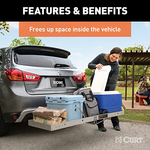 CURT 18100 Aluminum Tray Hitch Cargo Carrier, 500 lbs Capacity S59421