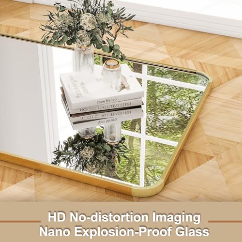 HARRITPURE 56" x 21" Rounded Full Length Floor Mirror with Aluminum Frame I85546