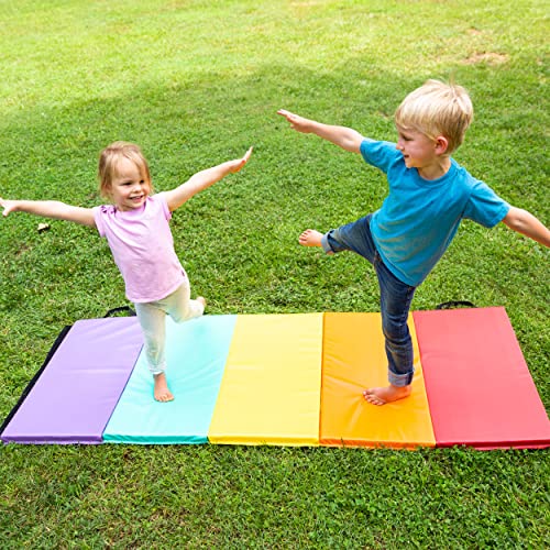 HearthSong Tumbling Mat for Kids, 5-Panel Foldable Exercise Mat, 1.25" Thick X638