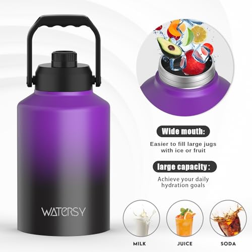 128oz Insulated Stainless Steel Water Bottle with Handle, Black W803