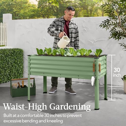 Best Choice Products 48x24x30in Galvanized Raised Garden Bed, Metal Elevated Planter Box, Dark Green S888804
