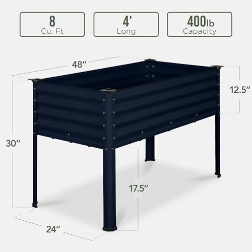 Best Choice Products 48x24x30in Galvanized Raised Garden Bed, Metal Elevated Planter Box, Dark Green S888804