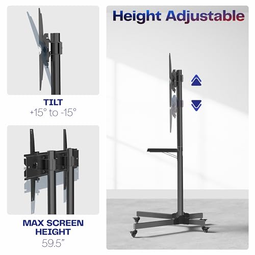 VIVO Mobile TV Cart for 32-83 inch Screens, Rolling Stand with Locking Wheels, Black F79048