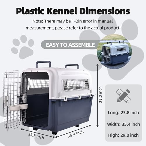 Plastic Dog Crate with Rolling Wheels, Airline Approved, Medium S135464