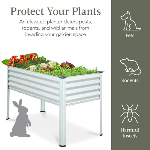 Best Choice Products 48x24x30in Galvanized Raised Garden Bed, Metal Elevated Planter Box, Dark Green S888804
