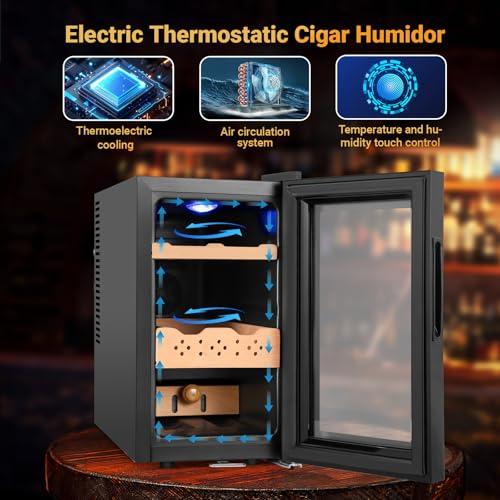 Electric Humidor Cabinet 35L with Digital LED Screen and Humidity Control C6096