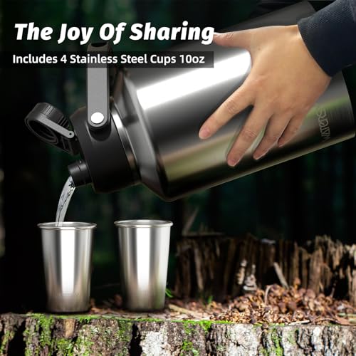 128oz Insulated Stainless Steel Water Bottle with Handle, Black W803