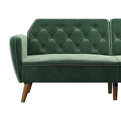Novogratz Tallulah Memory Foam Futon Convertible Couch, Camel Faux Leather F5939