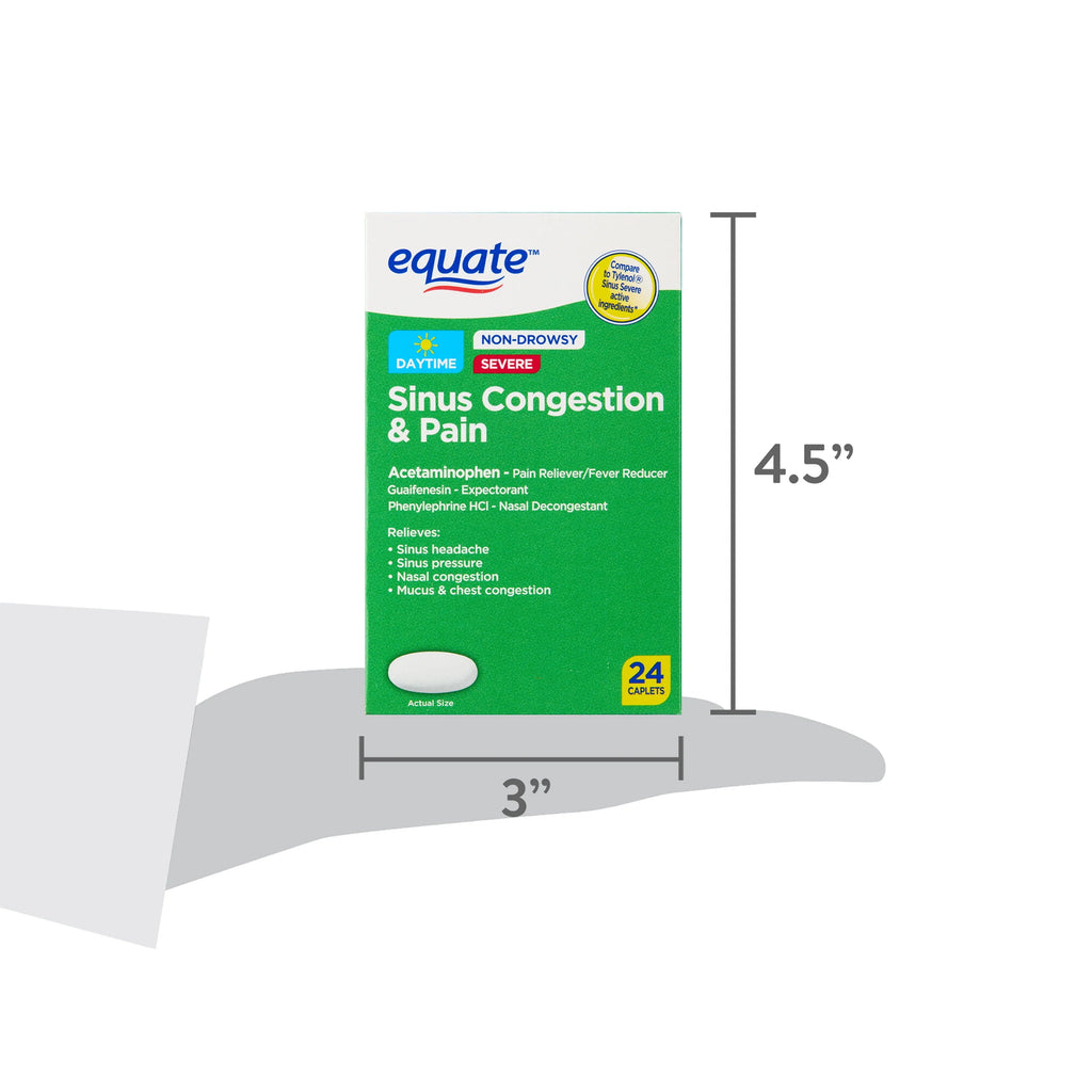 Equate Severe Sinus Congestion & Pain Acetaminophen Caplets 325mg, 24 Count A482062