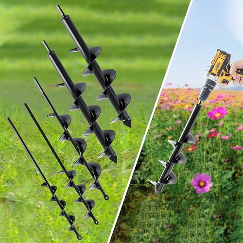 VASGOR Set of 5 Auger Drill Bits for Planting, 1.6 to 3.5 Inches H242532