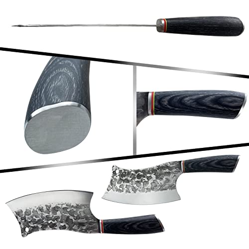 BLADESMITH Meat Cleaver Bone Chopper Knife, 6.3'' Stainless Steel Blade with Pear Wood Handle Q434
