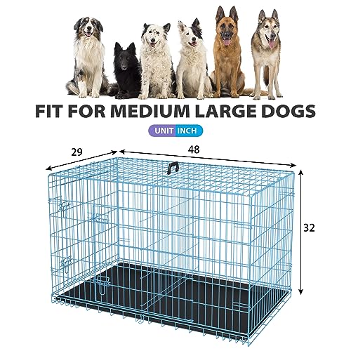 BestPet 42 Inch Folding Metal Wire Dog Crate with Double-Door and Removable Tray O49217