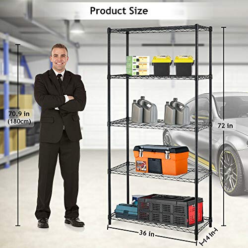 4 Tier NSF Wire Shelving Unit Heavy Duty Steel Storage Rack, Black X19089