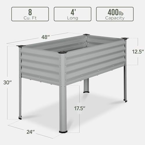 Best Choice Products 48x24x30in Galvanized Raised Garden Bed, Metal Elevated Planter Box, Dark Green S888804