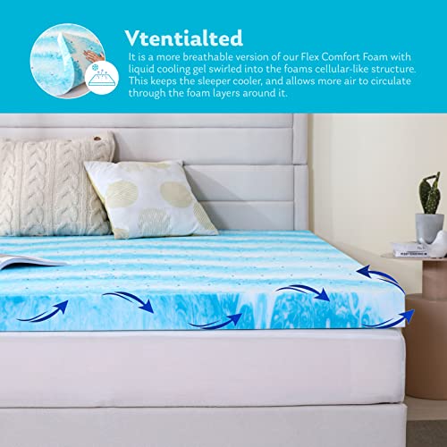 EGO Topper 2 Inch Twin Memory Foam Mattress Topper, Gel Infused, CertiPUR-US Certified F677