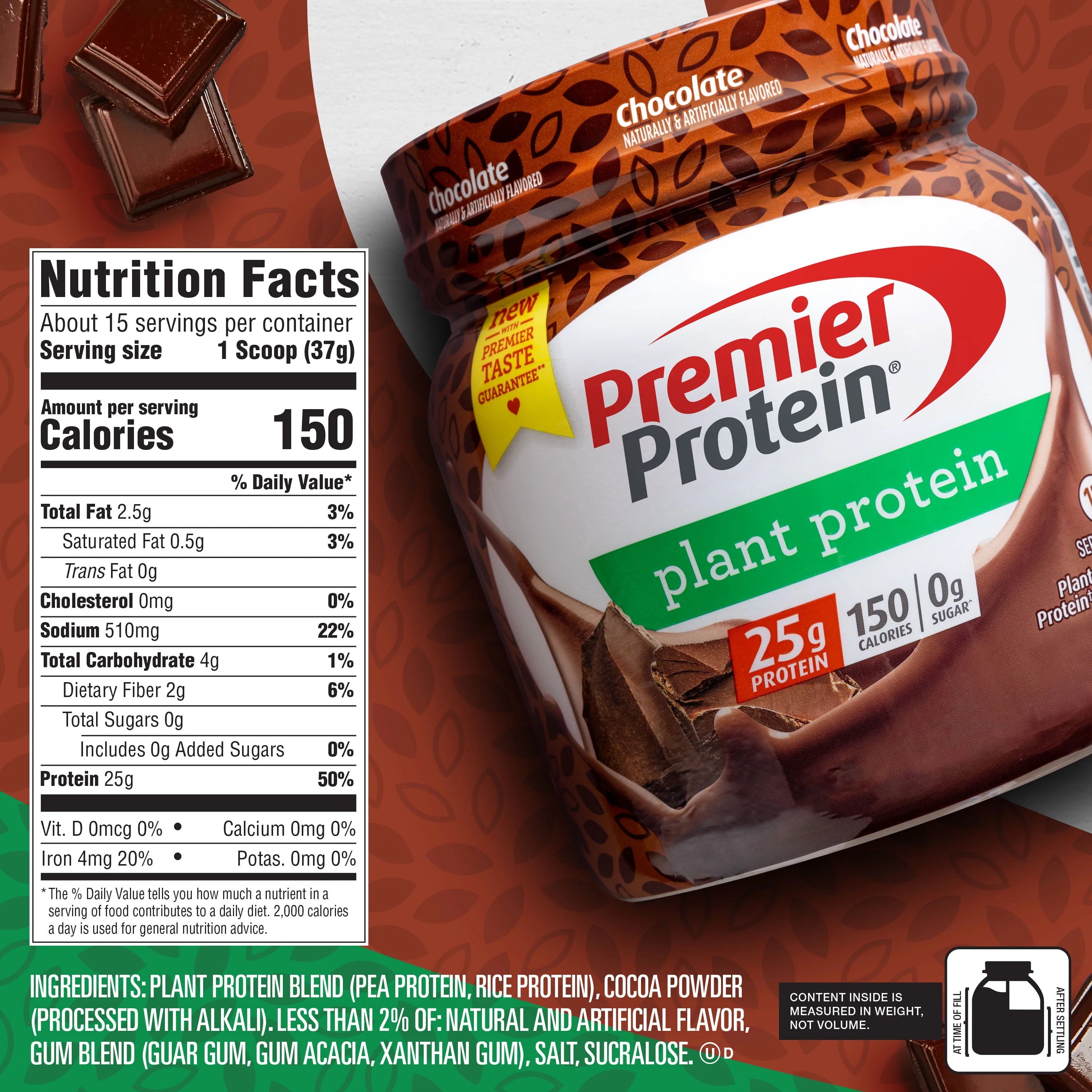 Premier Protein Powder Plant Protein, Vanilla, 25g, 15 Servings I682