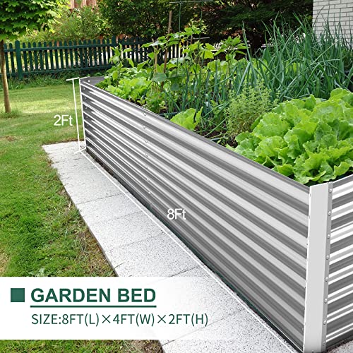 Land Guard 8×4×2 ft Galvanized Raised Garden Bed Kit for Vegetables D685