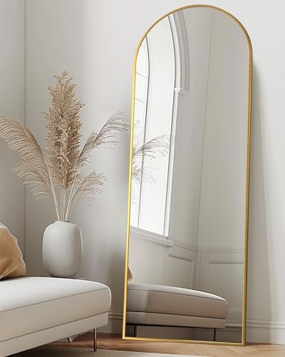 Arched Full Length Floor Mirror 76"x34" Black Freestanding I957